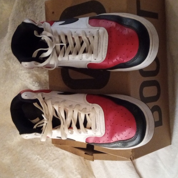 Nike Mens 13 Court Vision Shoes Mid 2021 Red Black White DM1186-600 - Picture 4 of 4